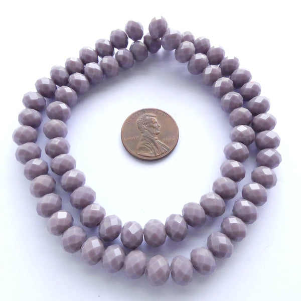 Faceted Glass "Dragon Crystal" 6x8mm Lavender Opaque on 16-inch Strands
