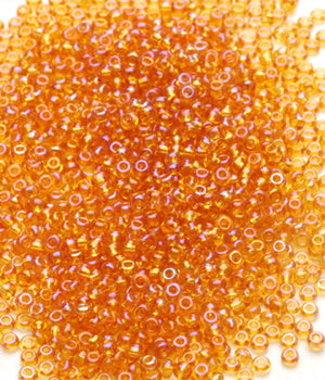 Seed Beads, Size 8, Light Amber AB