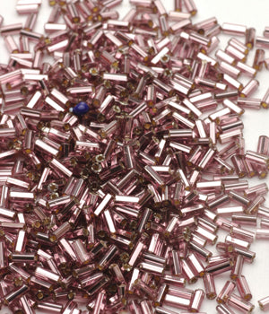 Bugle Beads, Size 2, Silver-lined Light Amethyst