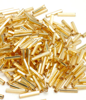 Bugle Beads, Size 5, Silver-lined Light Amber