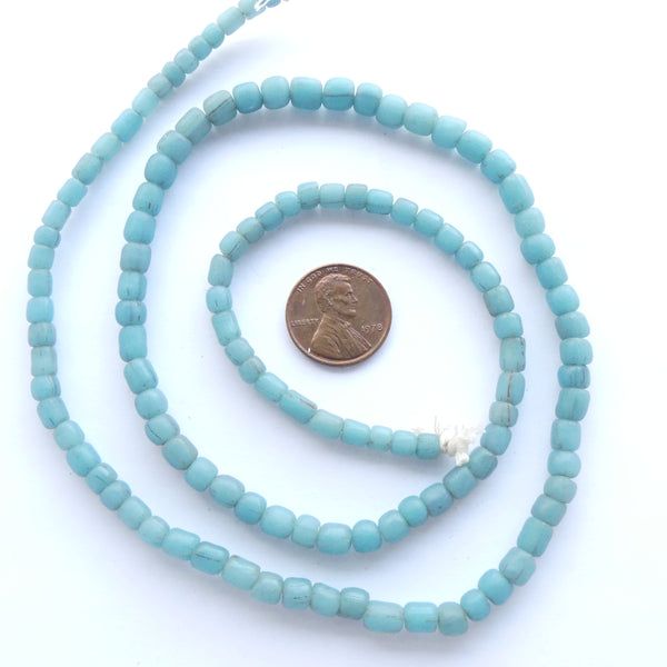 Indonesian Spacer Beads, 4-6mm, Light Blue Matte, 23" Strands