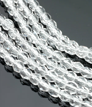 Czech Faceted Glass, 4mm, Clear, Strands of 50 beads