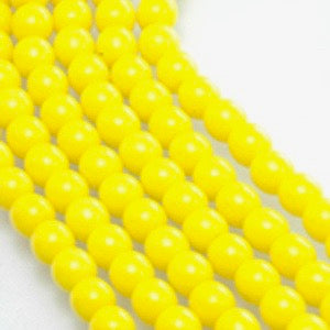 Czech Glass Smooth Round "Druks" 4mm, Light Bright Yellow Opaque, Strands of 100