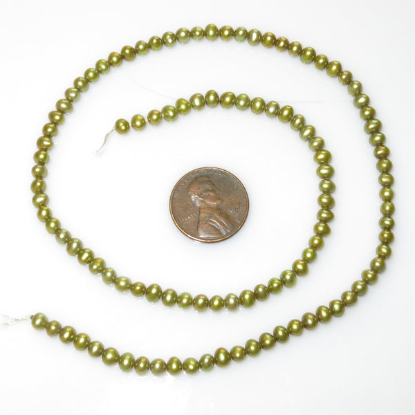 Pearls, Green, Round 4mm on 16-inch Strands