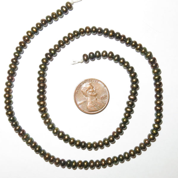 Pearls, Bronze, Buttons Iris 3mm on 16-inch Strands