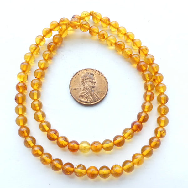 Amber Baltic, Round 4mm on 16" Strands