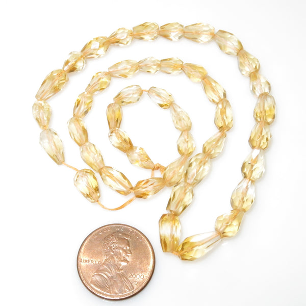 Citrine Faceted Teardrops, Center-drilled