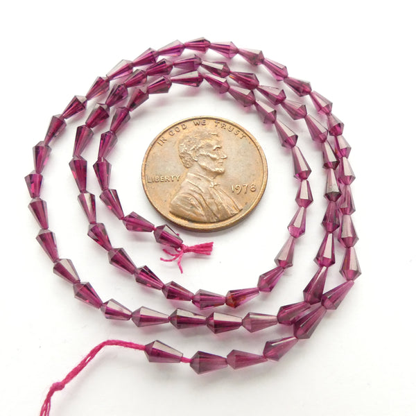 Garnet, Faceted Teardrops, Tiny 5x2mm on 15-inch Strand
