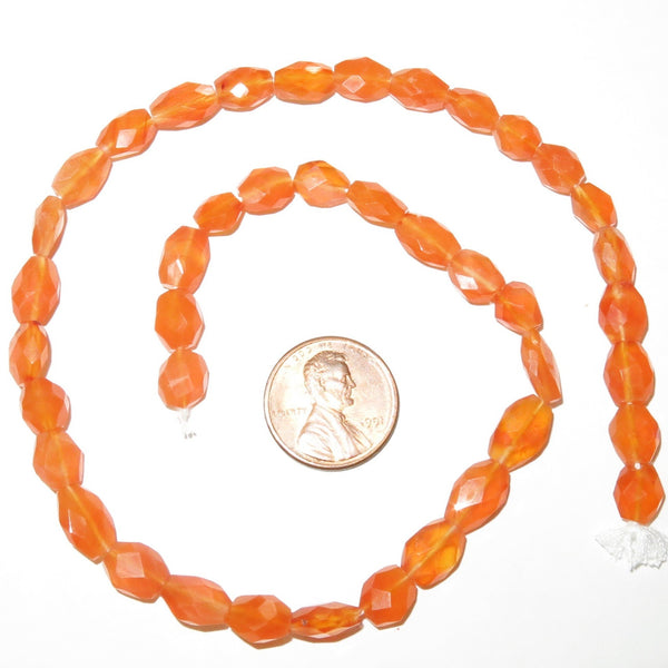 Carnelian, Faceted Ovals 10x7mm on 15-inch strands