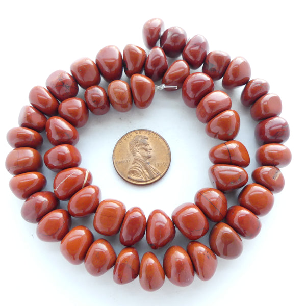 Red Jasper, Smooth Freeform Nuggets, 8x10mm on 16" Strand