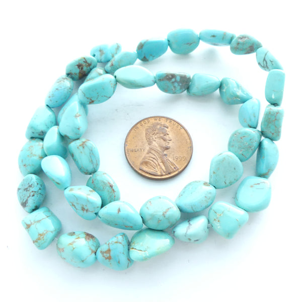 Turquoise, Freeform Nuggets, Natural American 10x7mm, 16" Strands