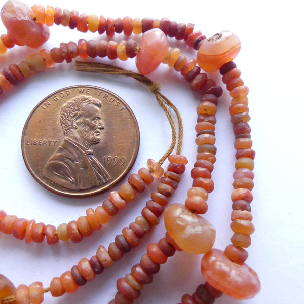 Carnelian, Ancient from Afghanistan, 16-inch Strand