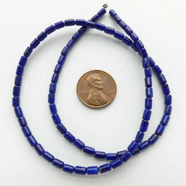 Lapis Lazuli, Tubes, Short 5x3mm on 16-inch Strands