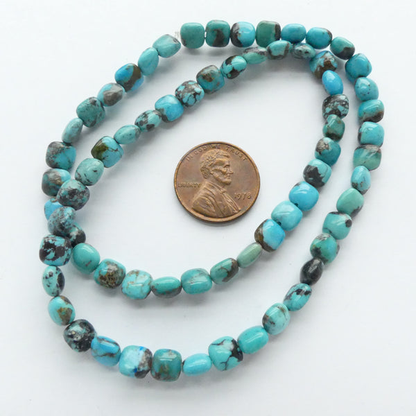 Turquoise, Chicklets, 6mm on 16" Strands