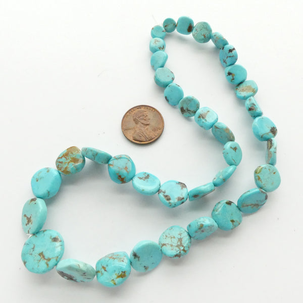 Turquoise, Coin Shape, Freeform Nuggets on 16-inch Strands