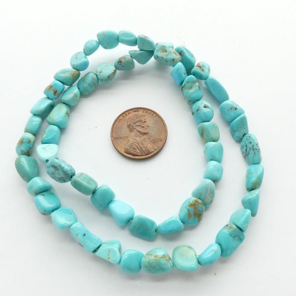 Turquoise, Freeform Nuggets about 6x6mm on 16-inch Strand
