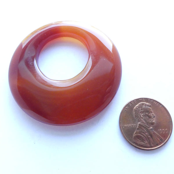 Carnelian Donut with Off-Center Hole, 45mm Diameter