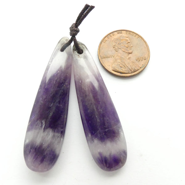Amethyst Pendants, Matched Pair, 45mm Long