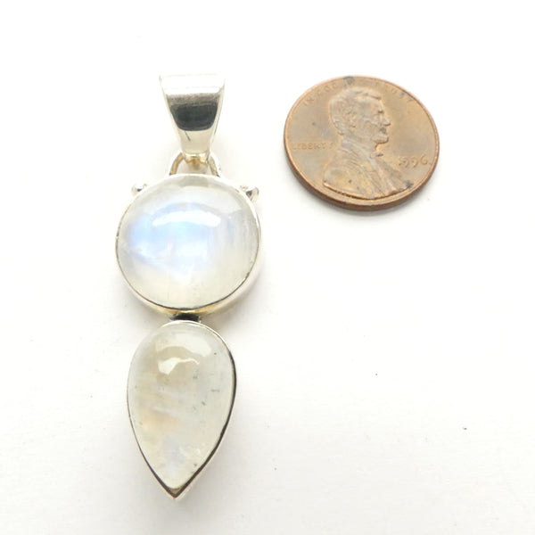 Moonstone Goddess Pendant in Sterling Silver Setting, 47mm Long with Bail