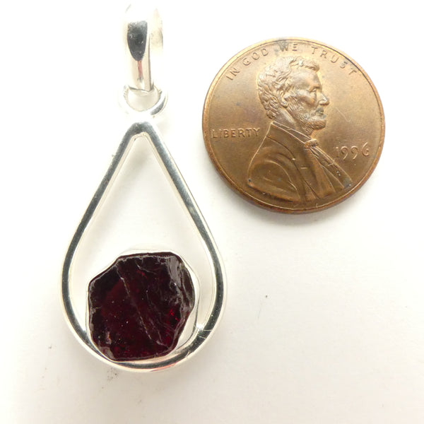 Pink Tourmaline Pendant, Freeform Stone Set in Sterling Silver, 36x25mm