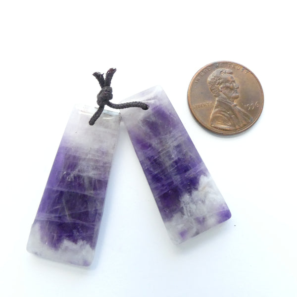 Amethyst Pendant, Rectangles 35x15mm, Sold by the Pair