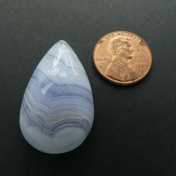 Blue Lace Agate Flat Back Teardrop Pendant, 32x23mm