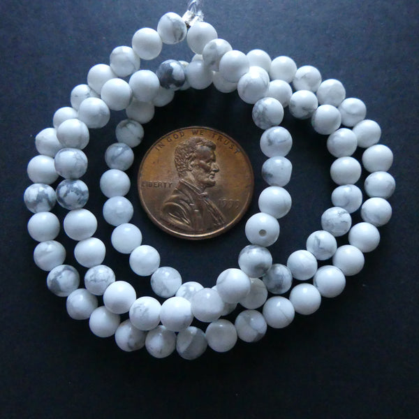 Howlite, 3mm Matte Round Beads on 16-inch Strands