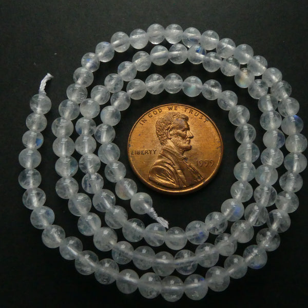 Moonstone, Round Beads, 4mm on 16-inch Strands