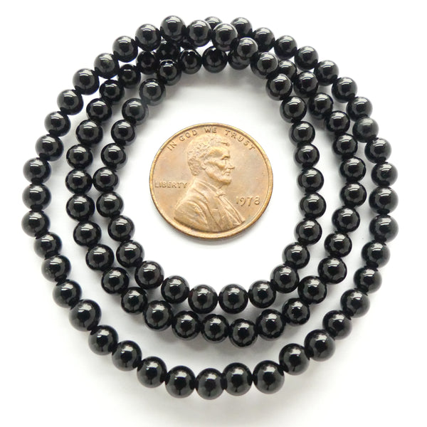 Black Onyx, Round, 4mm on 16" Strands