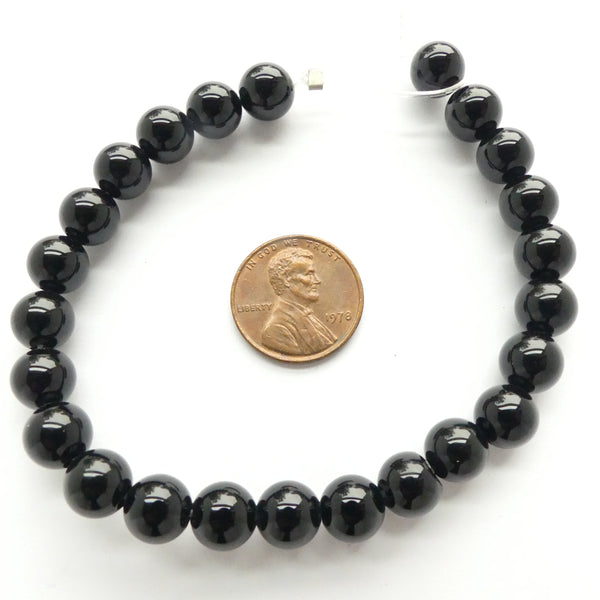Black Onyx, Round, 8mm on Short 8" Strands