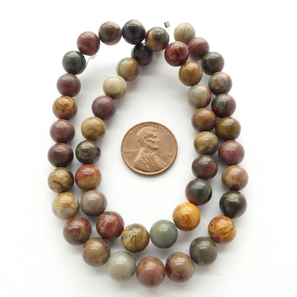 Red Creek Jasper, Round 8mm Beads on 16-inch Strands