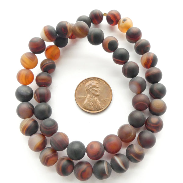 Banded Agate, Round 8mm Matte Beads on 16-inch Strands