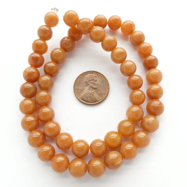 Aventurine, Red, Round 8mm Beads on 16-inch Strands