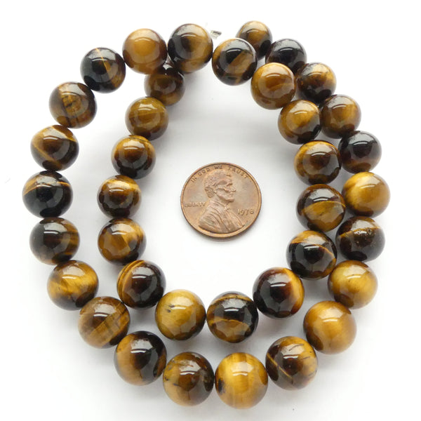 Tiger Eye, 10mm Round on 16-inch Strands