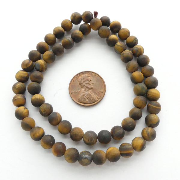 Tiger Eye, Round 6mm Matte on 16-inch Strands