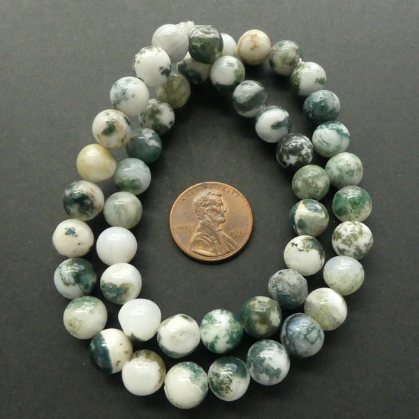 Moss Agate, Round 8mm on 16-inch Strands