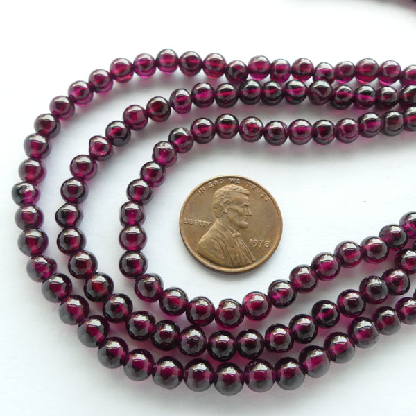 Garnet, Necklace, Three-Strand Indian, 22 inches