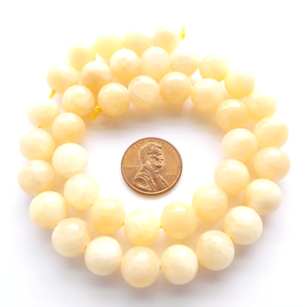 Yellow Calcite, 10mm Round on 16-inch Strands