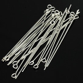 Packaged Findings, Silver Tone, Eyepins 2", Pkg of 24
