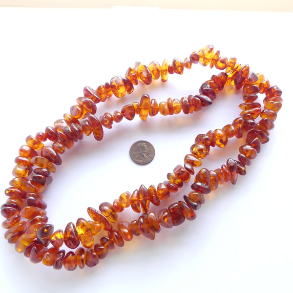 Amber Baltic, Freeform Nuggets, Large, Cognac Color, 40-inches
