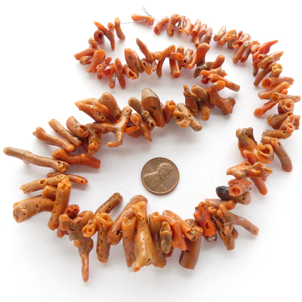Coral, Antique Moroccan Branches, Graduated 20-inch Strand