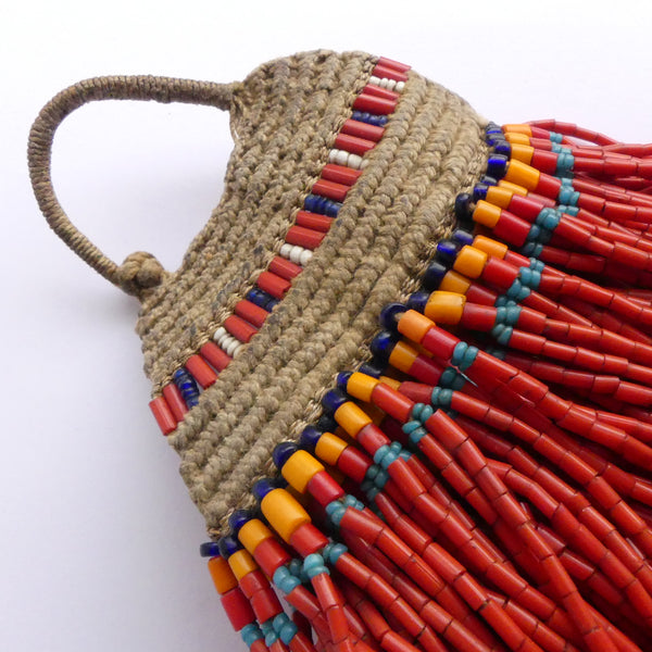 Naga Necklace, 125 Strands of Vintage Red Glass Beads, 32 Inches