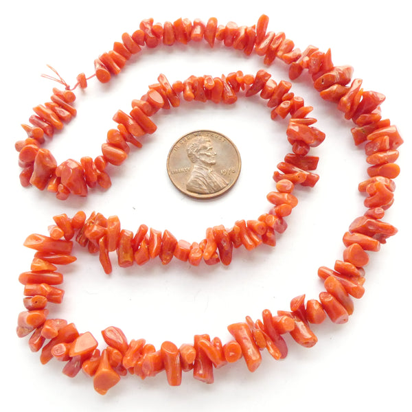 Coral, Mediterranean Orange Small Branches on 23-inch Strand