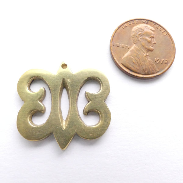 Adinkara Pendants, Brass, Hye Wo Nhye, Medium, 20mm long