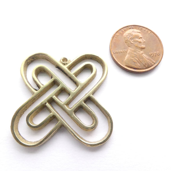 Adinkara Pendants, Brass, Kramo Bone, Large, 30mm long