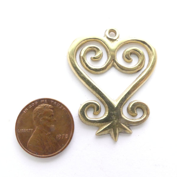 Adinkara Pendants, Brass, Sankofa, Medium-Large 40mm