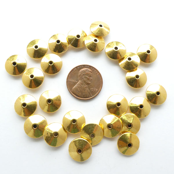 Cast Gold-tone Rondelles, 4x12mm, Set of 20