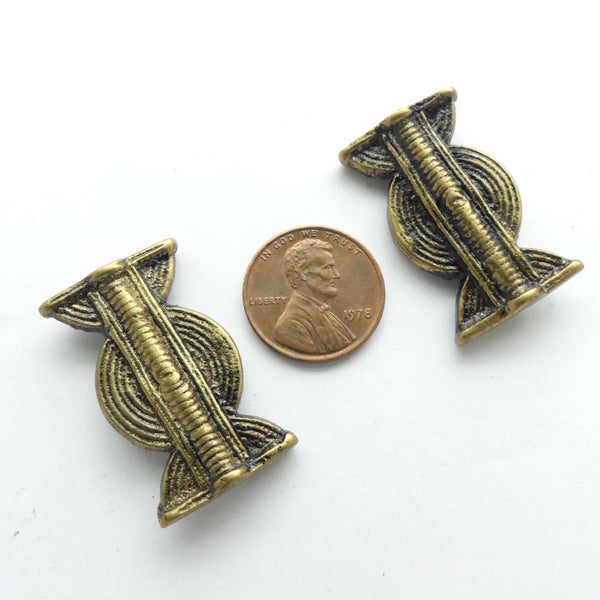 Brass, African-Inspired "Sun & Moon" Beads, 32x18mm, Sold Individually