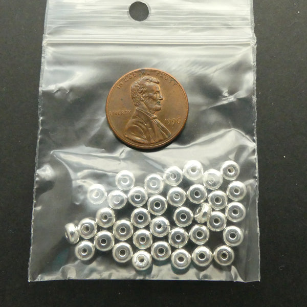 Silver-Plated Rondelles, 2x4mm, Packages of 36