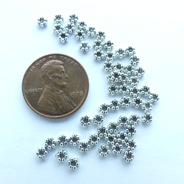 Cast Silver-tone Granulated-look Micro-Spacers, 2x4mm, Pkg or 30 Grams